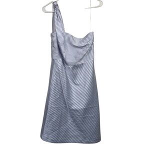 NWT Banana Republic One Shoulder Blue & White Striped Classic Mini Dress